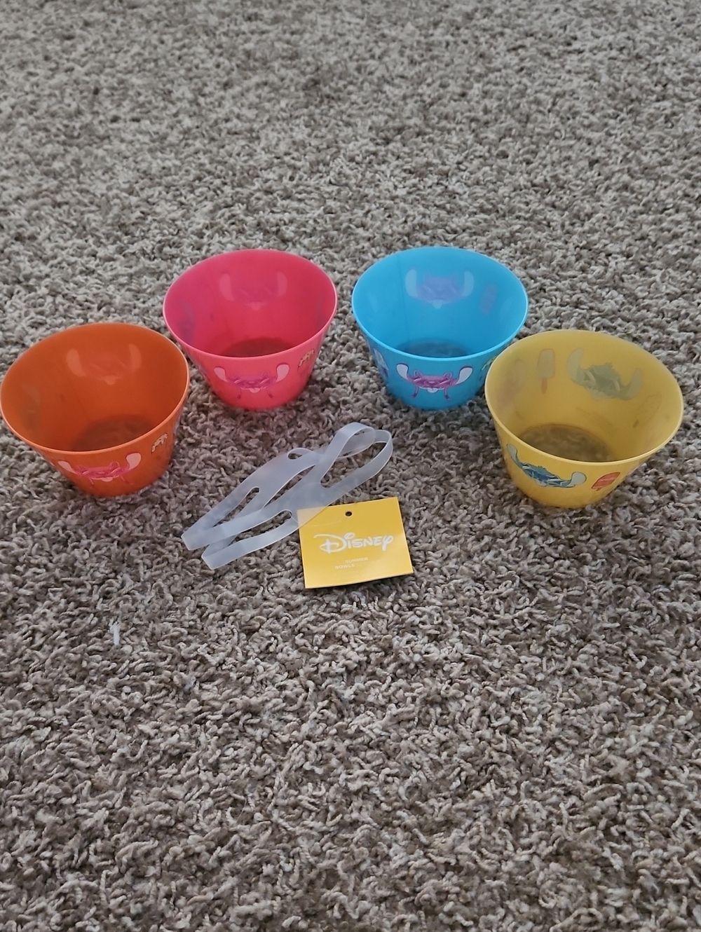 Disney Set of 4 Stitch And Angel Small Plastic Bowls